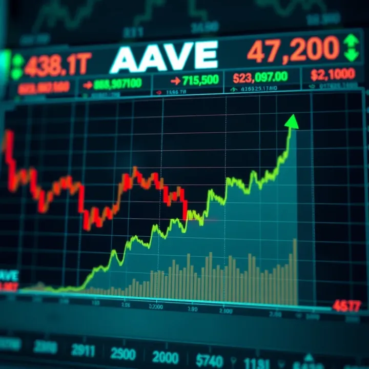 Graph showing upward and downward price movements of Aave token in cryptocurrency market