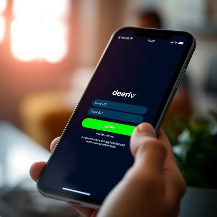 User interface showing Deriv GO login screen on a mobile device