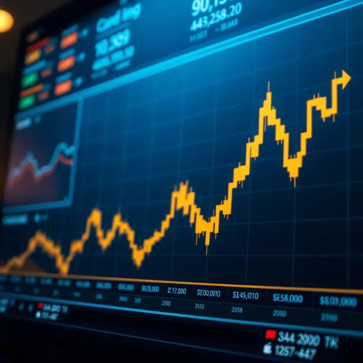 Graph showing upward and downward trends of ADA Cardano prices over time