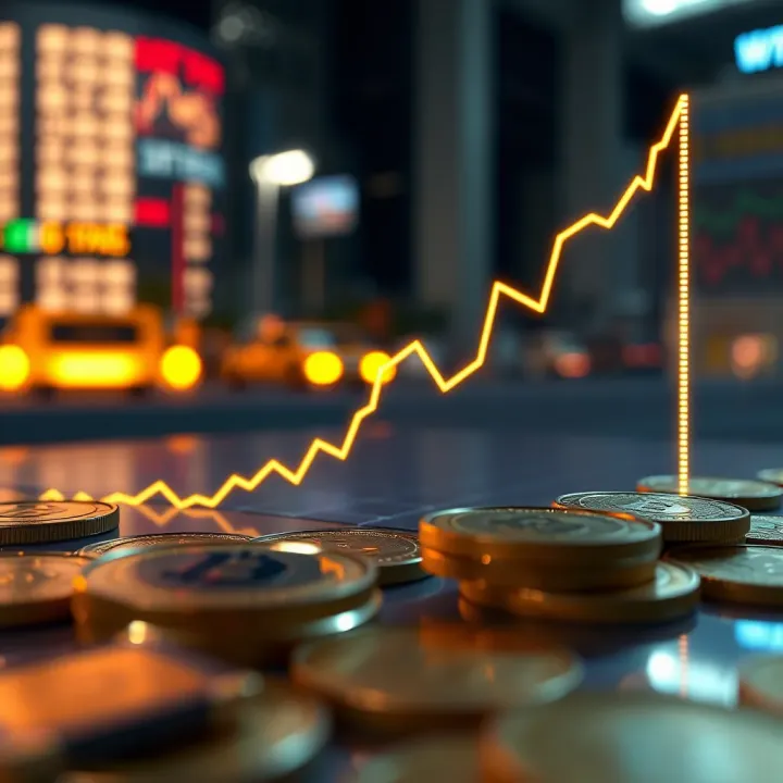 Graph illustrating projected growth trends of digital currency over time