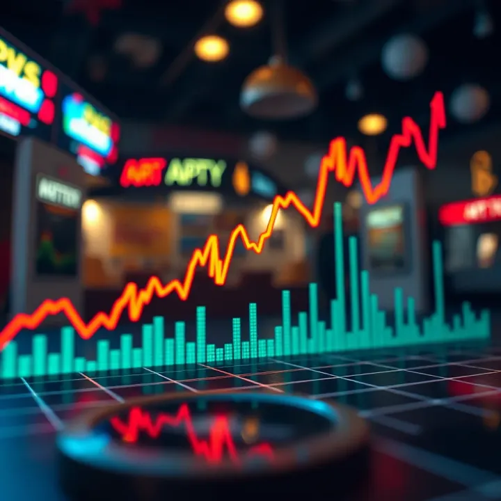 Graph showing upward trend in cryptocurrency value with highlighted data points