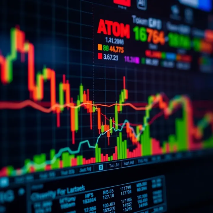 Technical Analysis Highlighting Critical Price Levels and Trading Activity of ATOM Technical chart illustrating key support and resistance levels along with trading volume for ATOM token