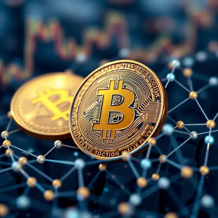 Blockchain Advances and Market Sentiment Affecting Bitcoin's Future Illustration of blockchain technology and investor sentiment impacting cryptocurrency value