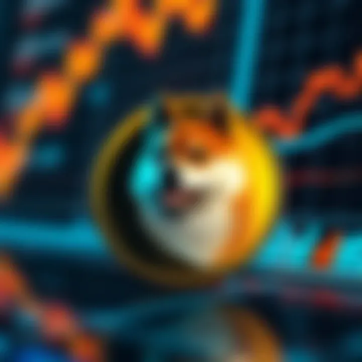 Digital representation of Baby Doge Coin with price chart and upward trend lines