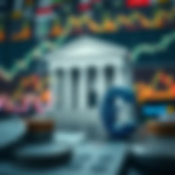 Central bank policy decisions impacting currency markets visualized with currency symbols and financial charts