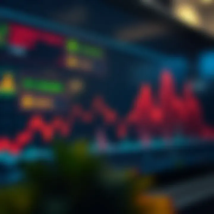 Graph depicting currency exchange rate fluctuations over time with investment risk indicators