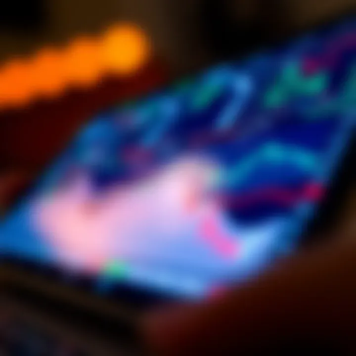 Mobile device displaying various financial charts and stock data for online trading in Pakistan