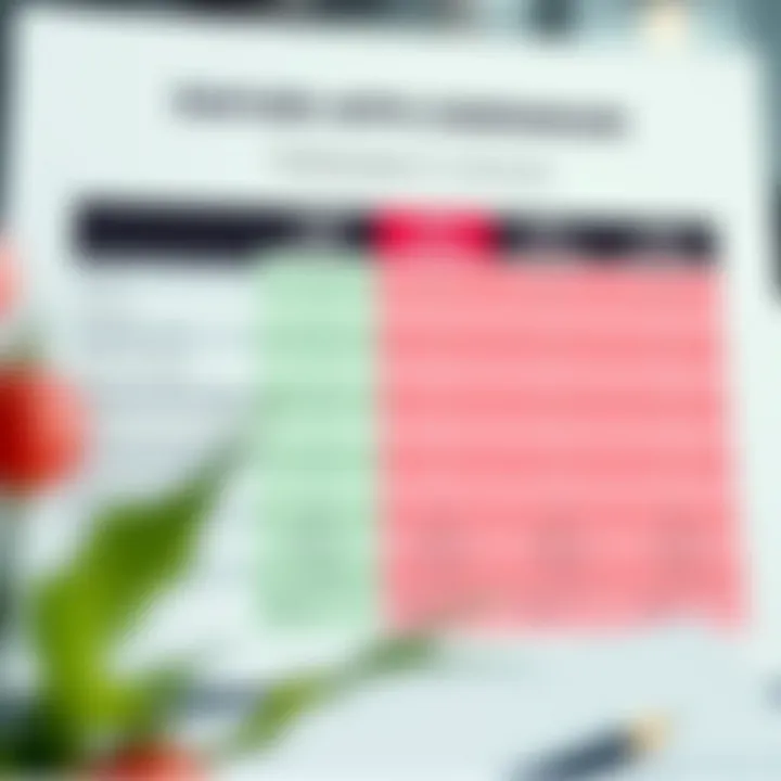 Comparison chart showing key features and costs of different trading apps for investors