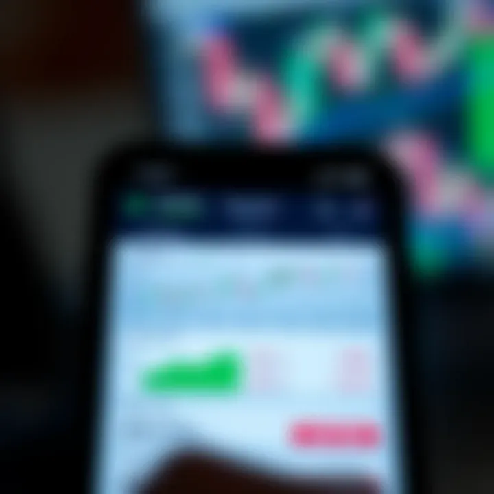 Smartphone displaying a user-friendly trading app interface with charts and stock prices