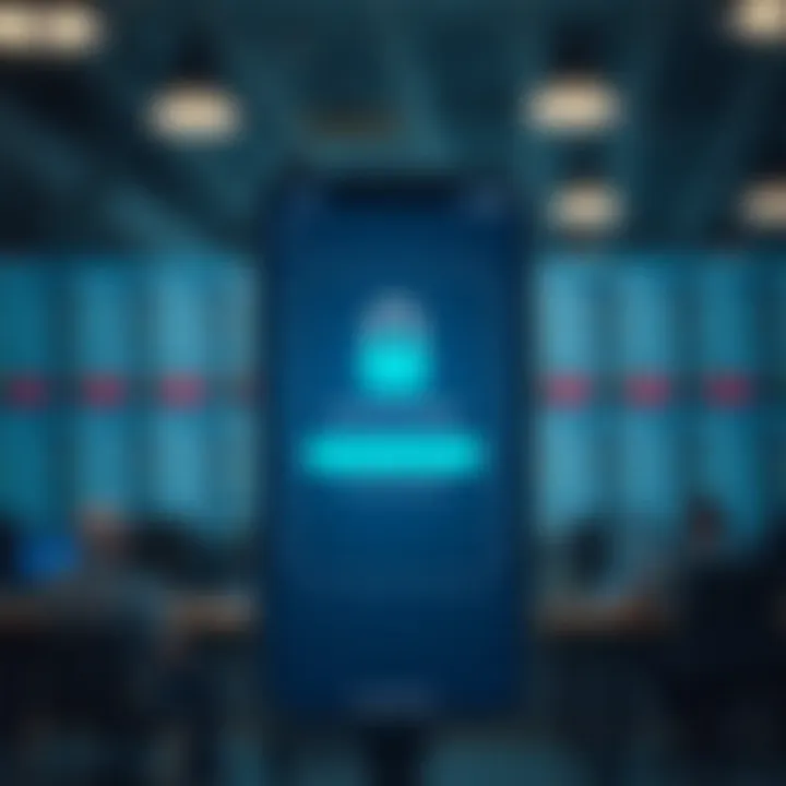 Secure login screen of a financial trading application highlighting encryption and biometric security features