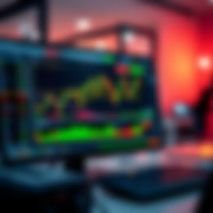 User interface showing Quotex trading platform with various chart types and trading options