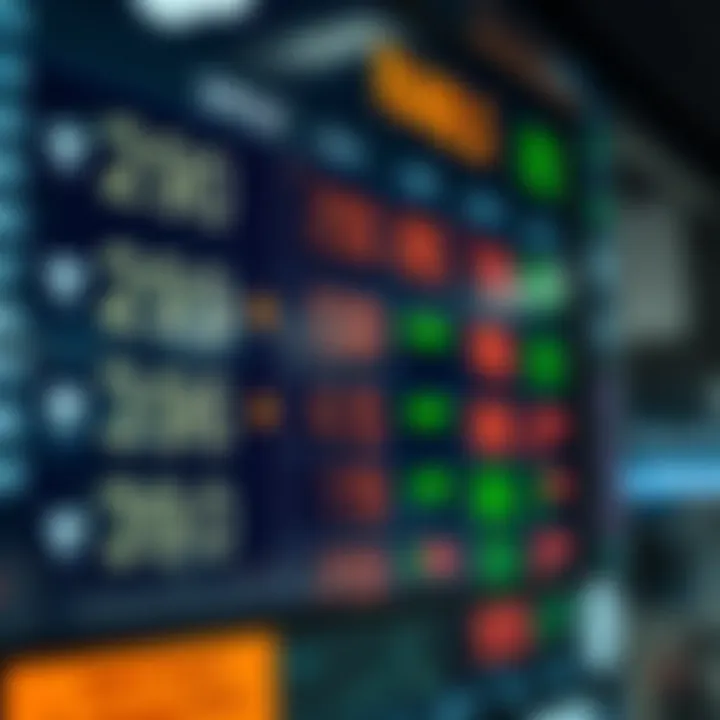 Currency exchange rates displayed on an electronic board showing dynamic conversion values