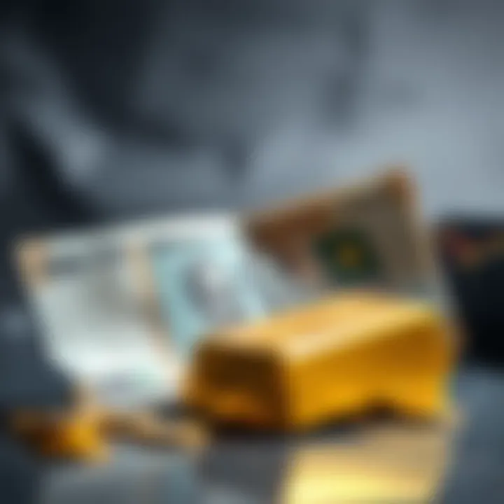 Pakistani rupee notes beside gold bars symbolizing currency impact on gold rate