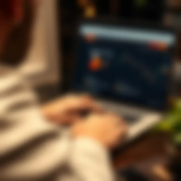 Person browsing a laptop screen showing a webpage for downloading PDF trading books legally