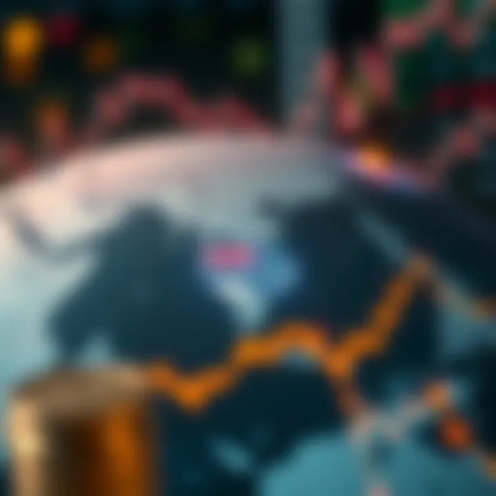 Global Financial Influences on AUD/USD Exchange Rate Illustration of global financial connections with central bank policies and commodity prices affecting currency values