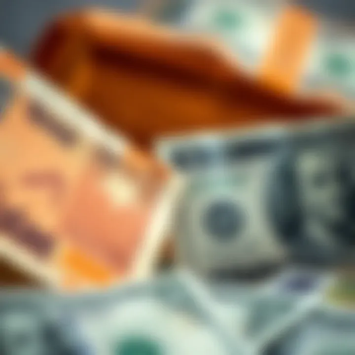 Visual Representation of Currency Conversion Impact Pakistani rupee banknotes and US dollar bills side by side illustrating currency conversion impact