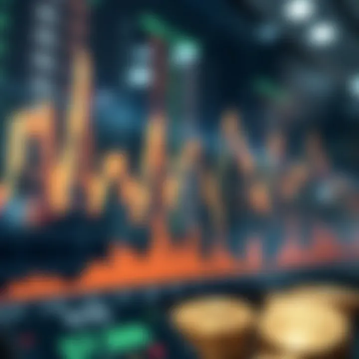 Graph showing upward and downward trends in cryptocurrency market values