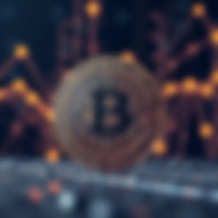 Digital representation of Pi Coin with futuristic blockchain network in background