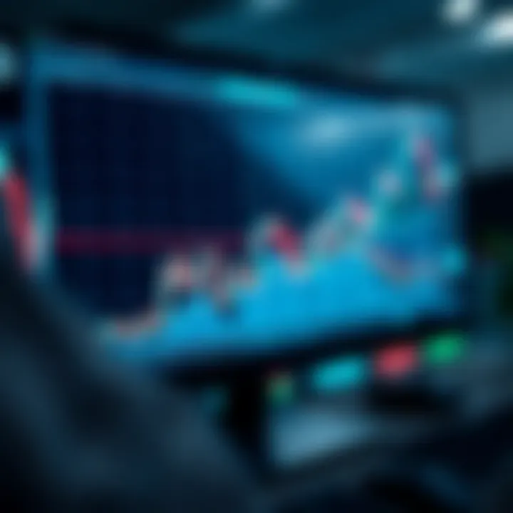 Illustration of trading strategies on digital screen with financial charts