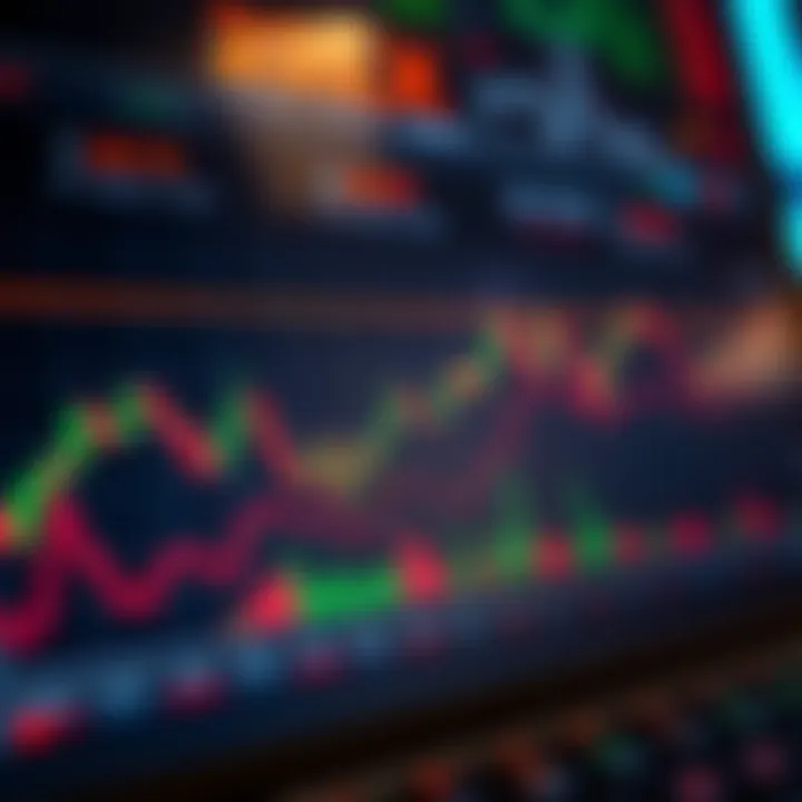 Graph displaying upward and downward trends in stock prices on a digital trading platform