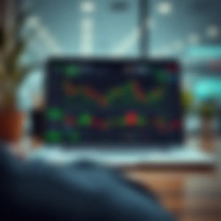 Modern laptop displaying trading platform with market analysis and graphs