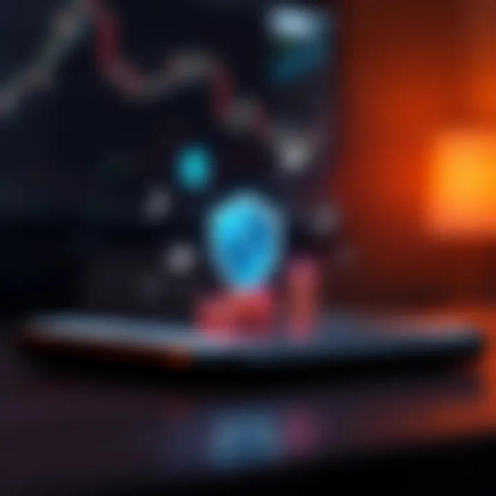 Illustration of secure digital transactions on a smartphone with financial icons