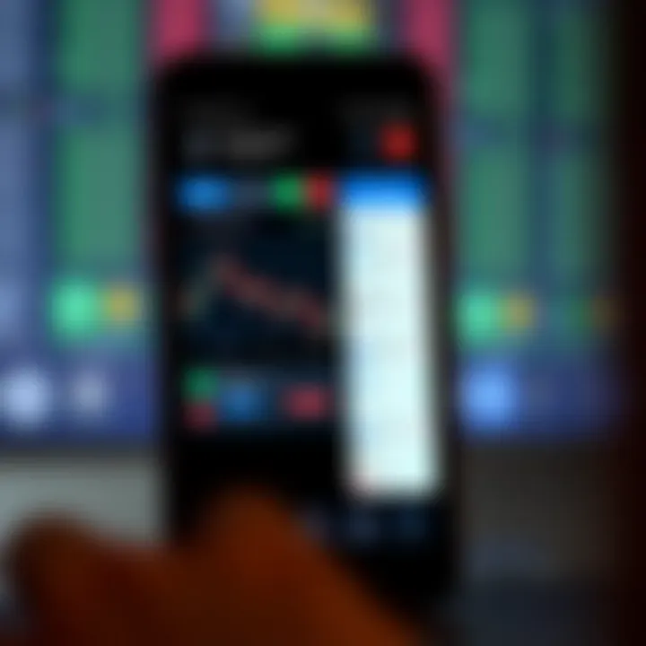 Illustration of mobile phone displaying Telegram trading signals interface with charts and alerts