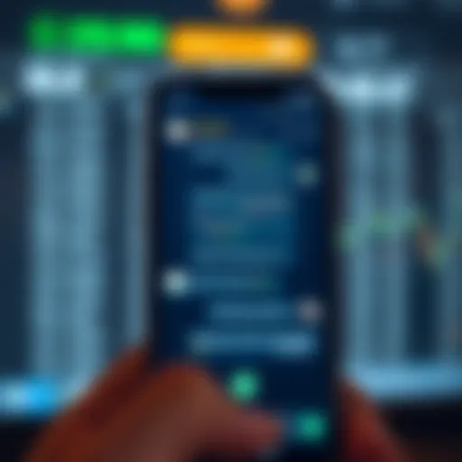 Mobile phone screen displaying a Binance WhatsApp group chat with cryptocurrency trading discussions