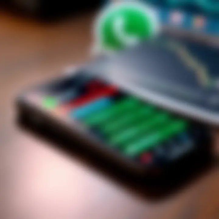 Smartphone displaying a WhatsApp group chat with messages related to Deriv trading discussions