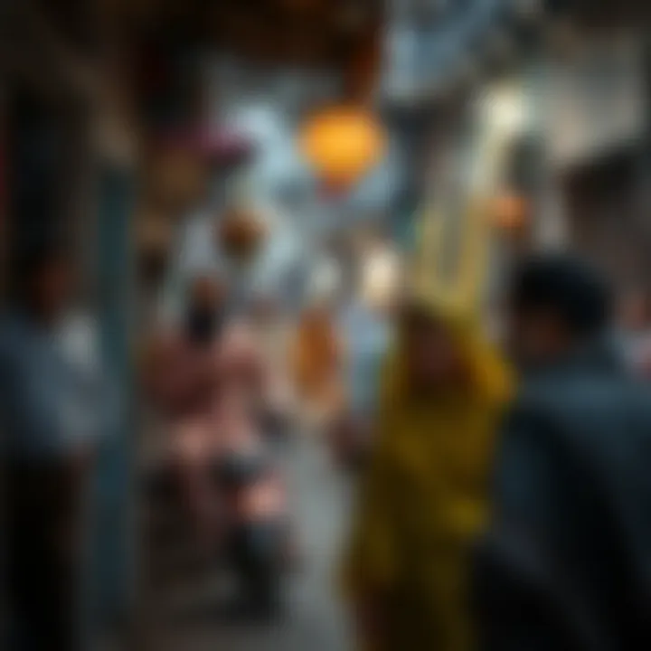 Traditional Pakistani street scene showcasing vibrant cultural expressions and daily conversations