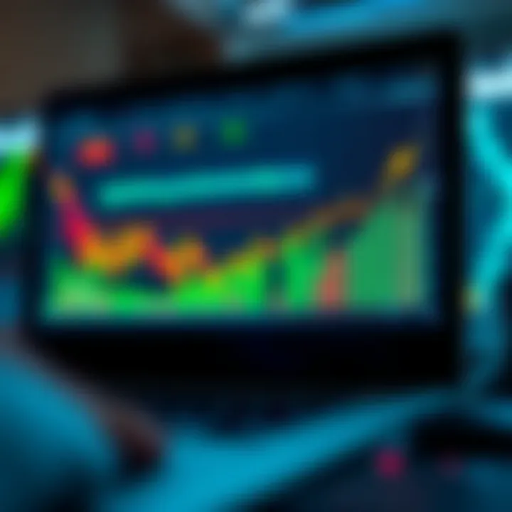 Graph showing upward trend with forex charts and virtual currency icons