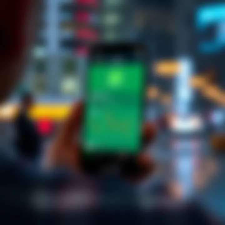 Mobile phone displaying a WhatsApp chat with forex trading signals and market charts