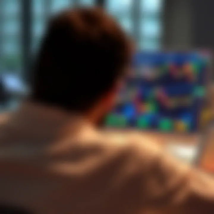 Visual representation of skill development in trading using demo accounts with graphs and learning icons