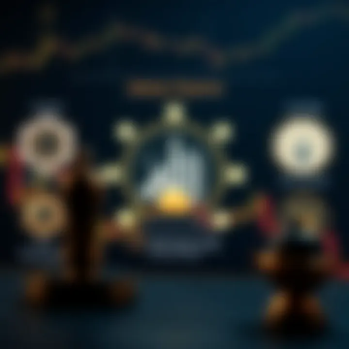 Islamic Finance Principles Guiding Halal Trading Graphic showing symbols of Islamic finance principles alongside trading charts and ethical guidelines