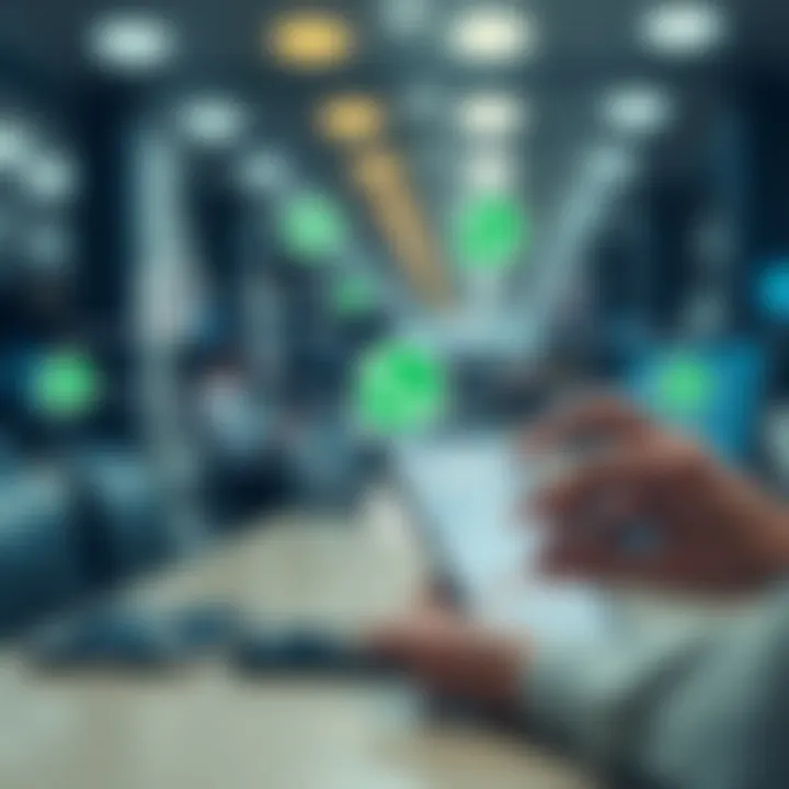 Graphic showing communication and data exchange in Forex trading via mobile devices