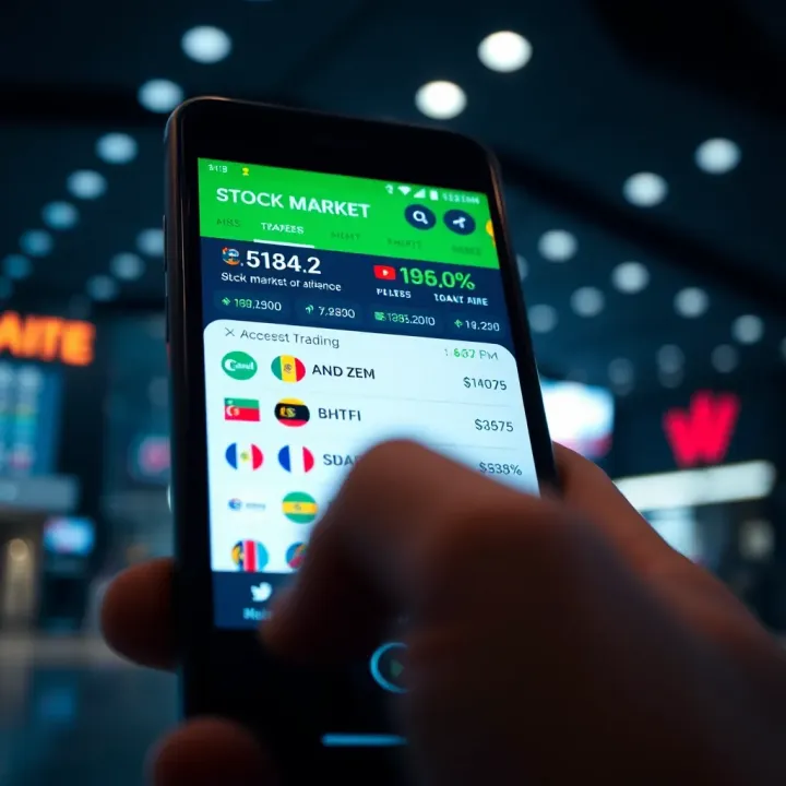 User interface displaying stock market trading options on a smartphone screen