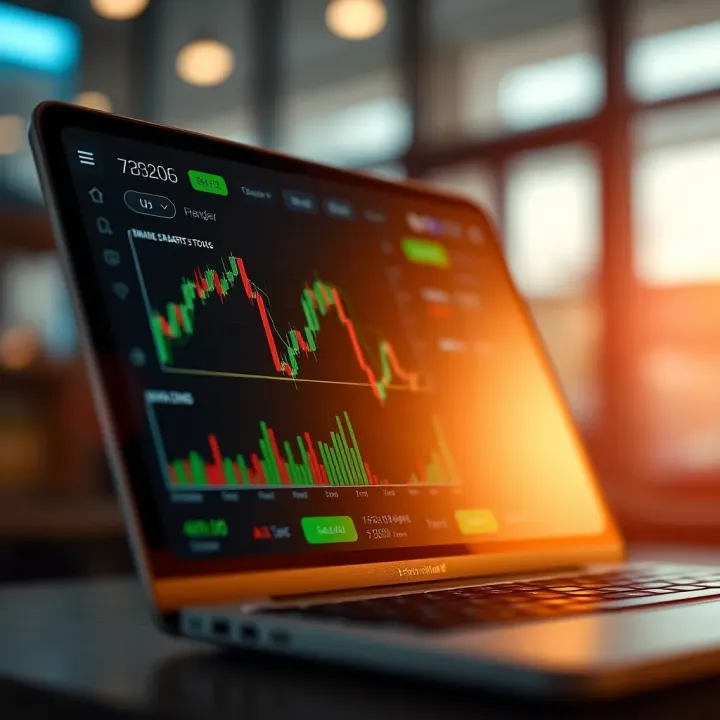 Forex Trading App Interface with Real-Time Charts and Tools User interface of a forex trading app showing real-time currency charts and trading tools