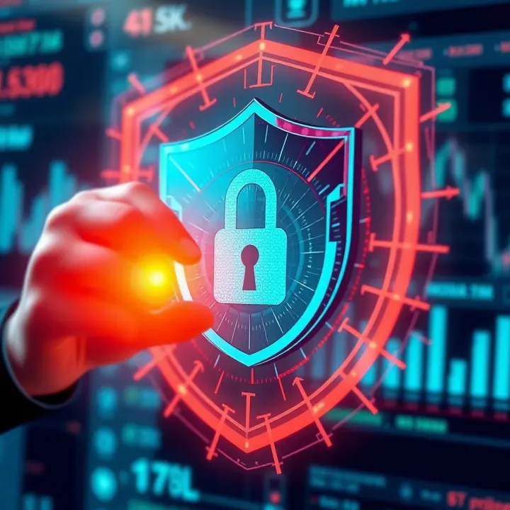 Ensuring Security in Online Trading Platforms Secure digital shield symbolizing protection for online financial transactions