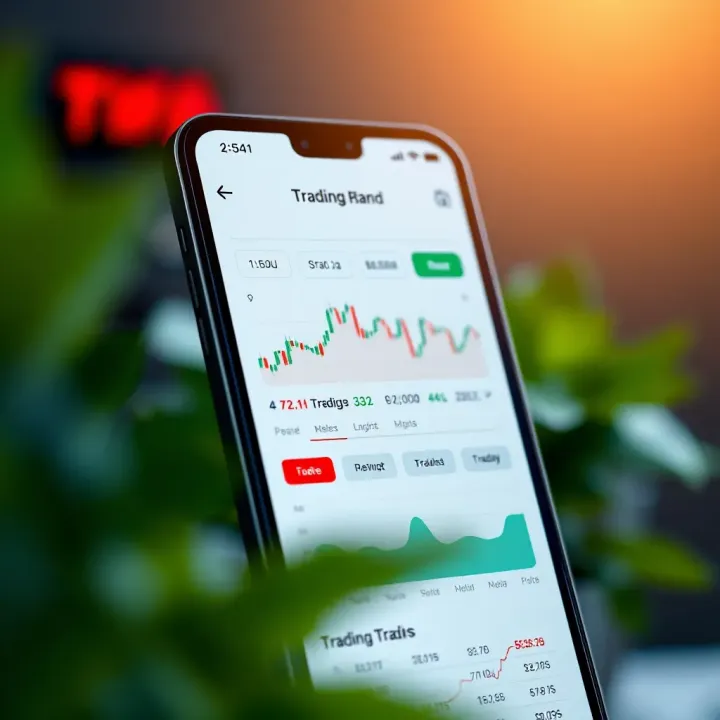 Mobile screen showing a user-friendly trading app interface with clear charts and navigation options