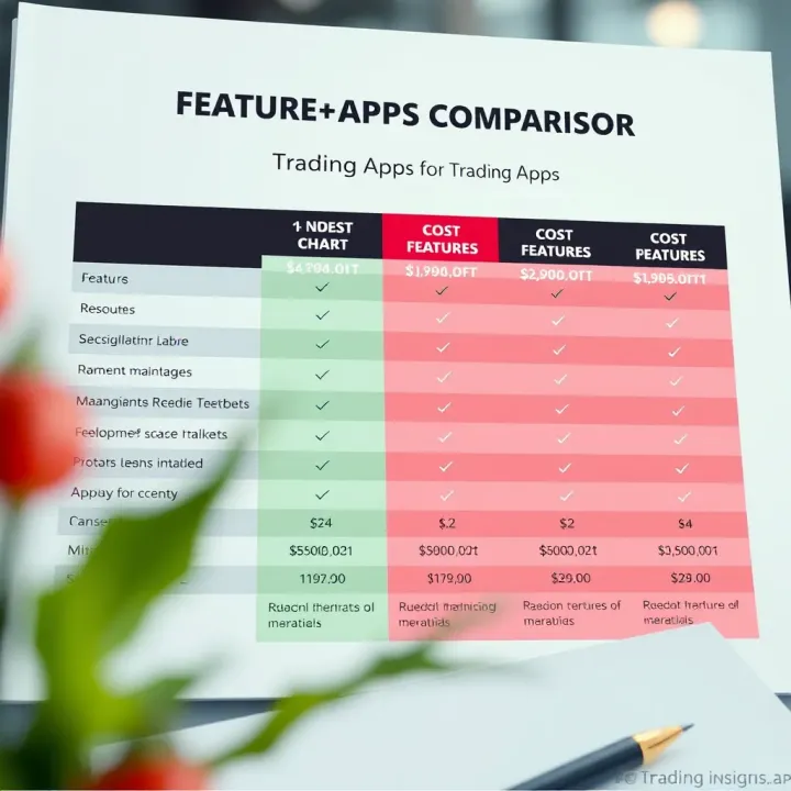 Feature and Cost Comparison of Trading Apps for Investors Comparison chart showing key features and costs of different trading apps for investors