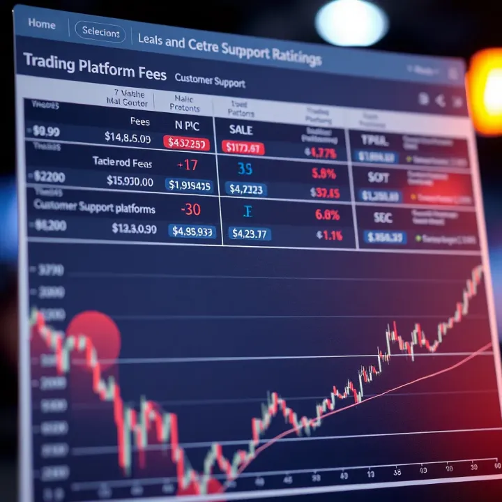 Chart showing fees and customer support ratings for various trading platforms