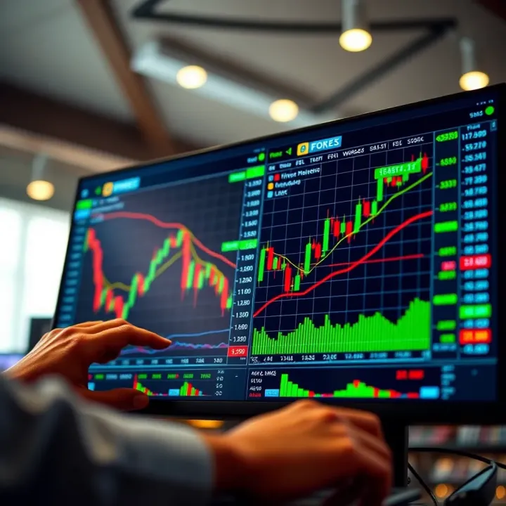 Forex Trading Platform Interface with Currency Pairs and Market Data User navigating a forex trading platform interface displaying currency pairs and live market data