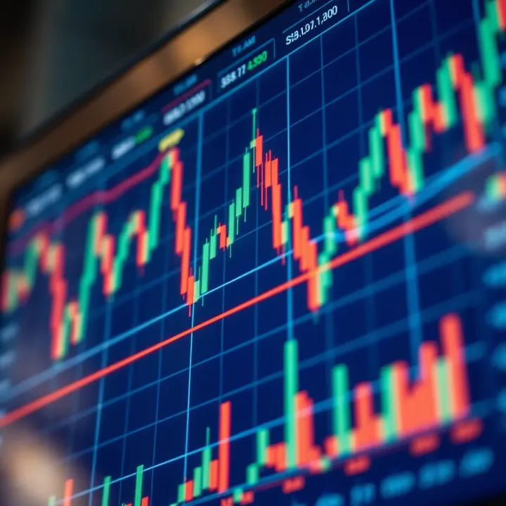 Graph showing rising stock market trends with digital charts