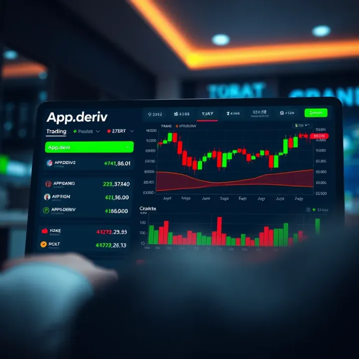 User interface displaying trading options and charts on app.deriv platform