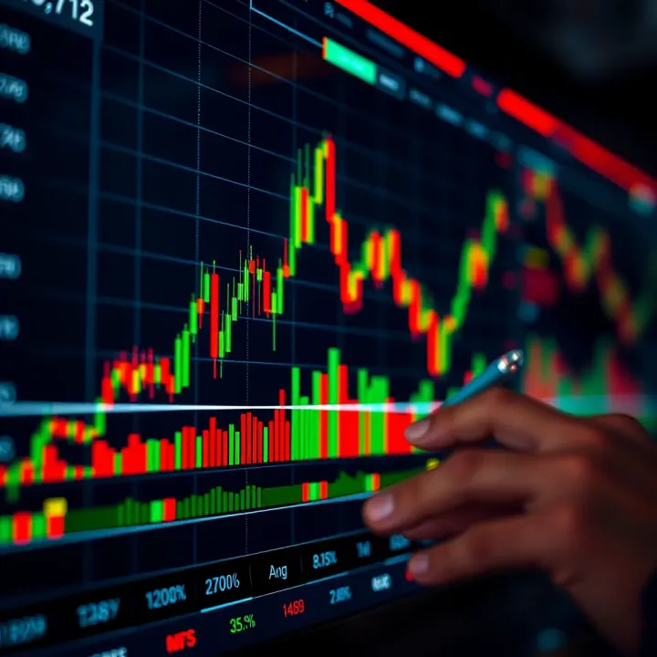Analyzing Trading Indicators for Market Trends Graph displaying upward trends and trading indicators on a digital platform