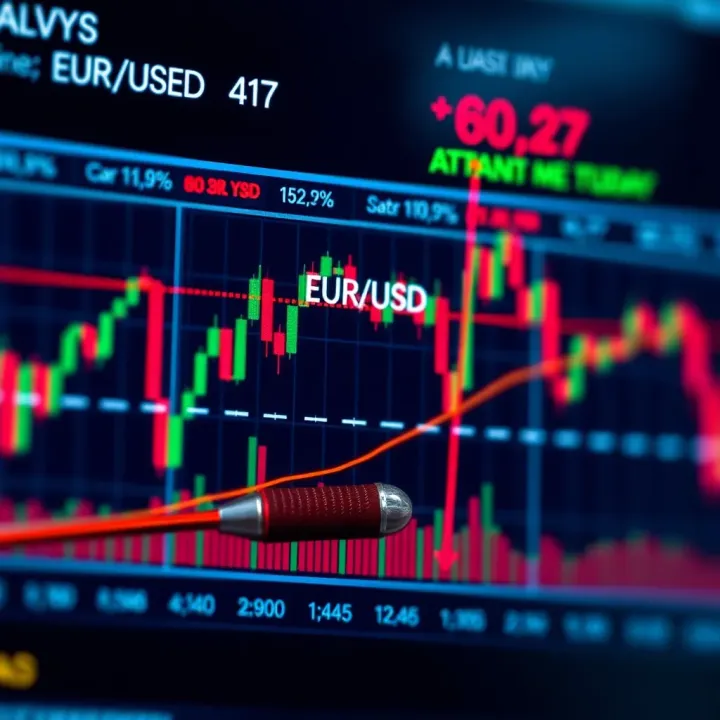 Technical chart showing key indicators and support resistance levels for EUR/USD trading analysis