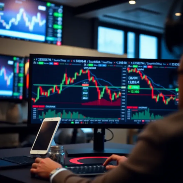 Trading Interface of Olymp Trade Platform Dashboard displaying trading charts and financial graphs on an online platform