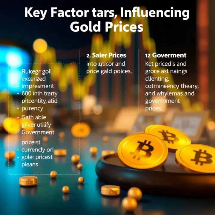 Visual representation of key factors affecting gold prices including currency and government policies