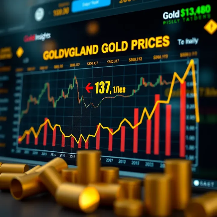 Trends Influencing Gold Prices in Pakistan Graph showing fluctuating gold price trends with economic icons representing government and global factors