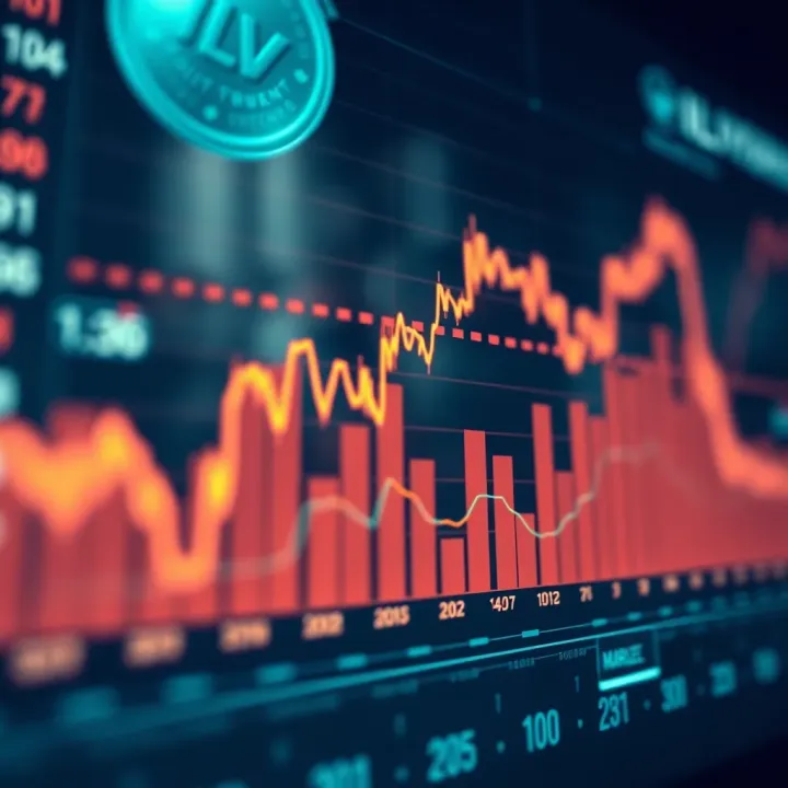 Graph showing upward and downward trends of ILV cryptocurrency price over time